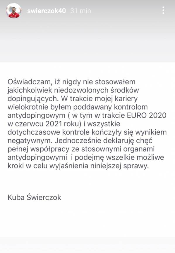 OŚWIADCZENIE Świerczoka w sprawie dopingu!